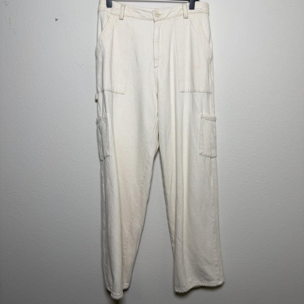 Resa Women Elsa Cargo Pants Small Cream Painter Wide Leg Baggy Textured - Picture 2 of 12